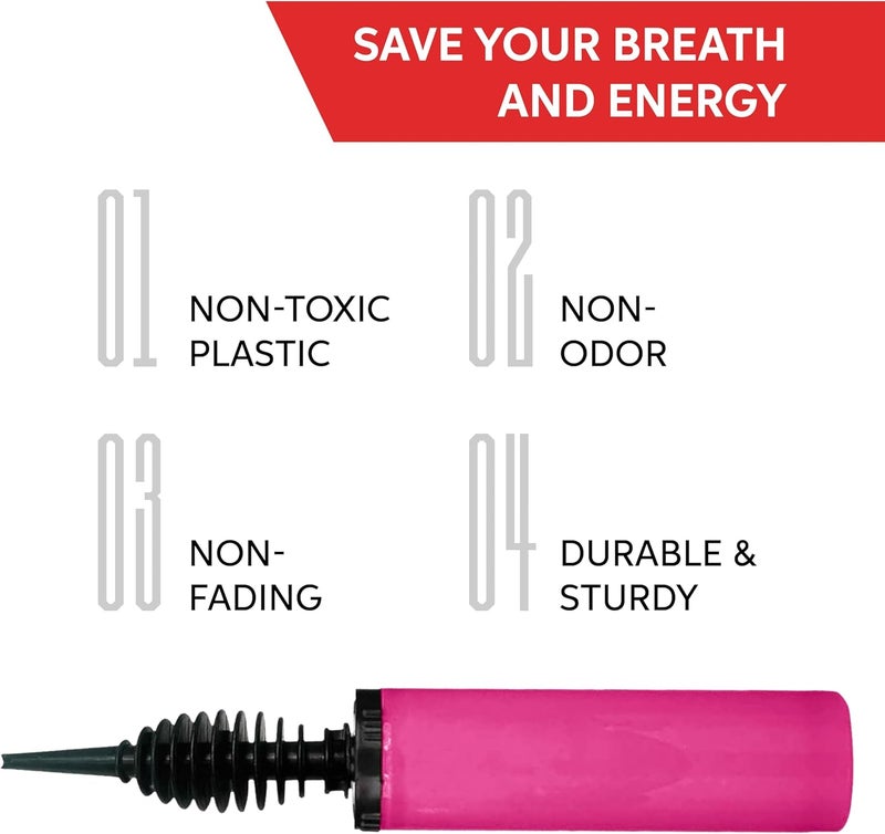 RMTech Balloon Pump, Inflator for Balloons, Toy Blower, Helium Pump, Foil and Confetti Professional Pumper, Manual Hand Pump, Dual Action Hand Air Pump for Balloons. (wine) - Image 4